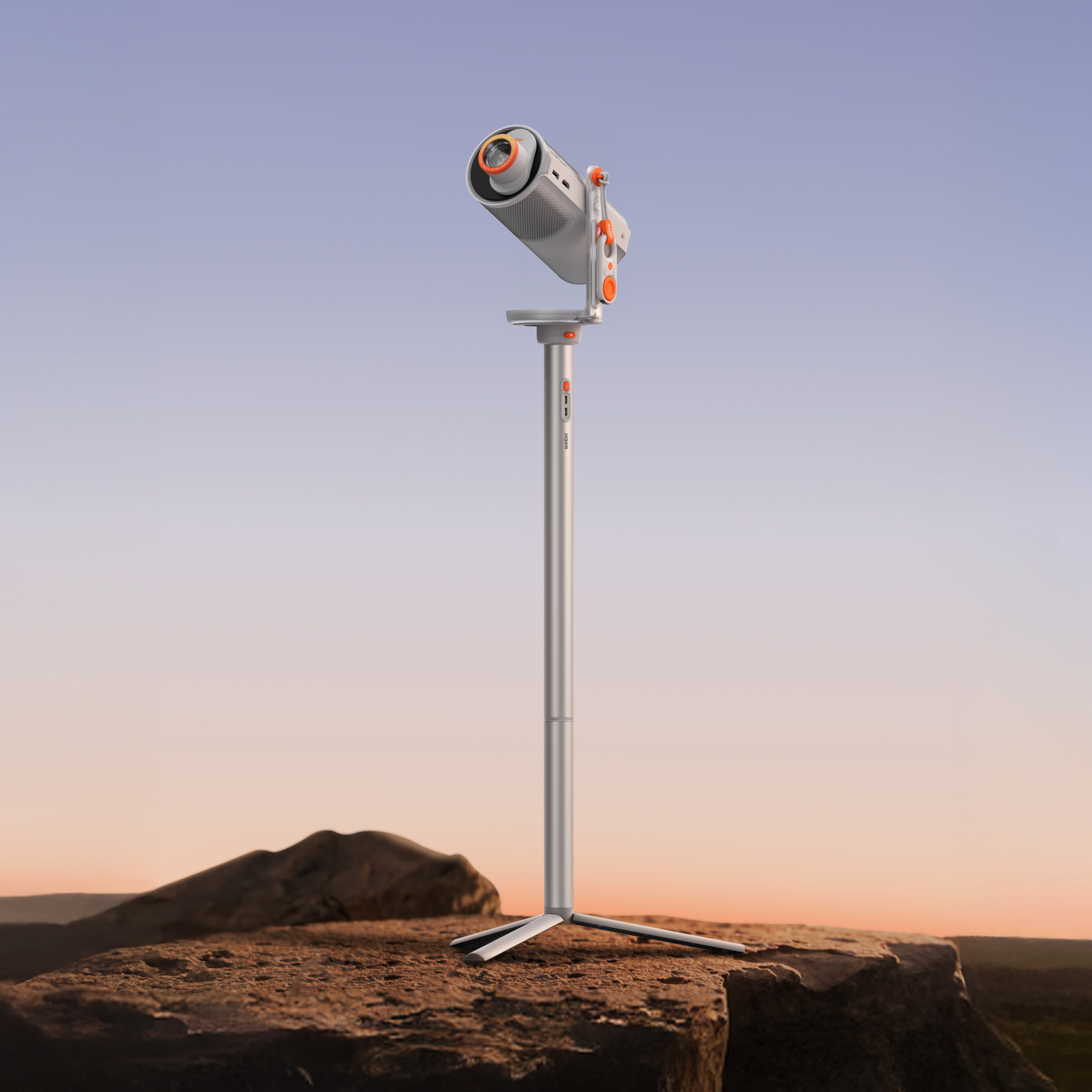 Le projecteur compact MoGo 4 est doté d'un support intégré réglable à 360°. Vous pouvez le placer sur la table et l'ajuster directement à l'angle de projection approprié.