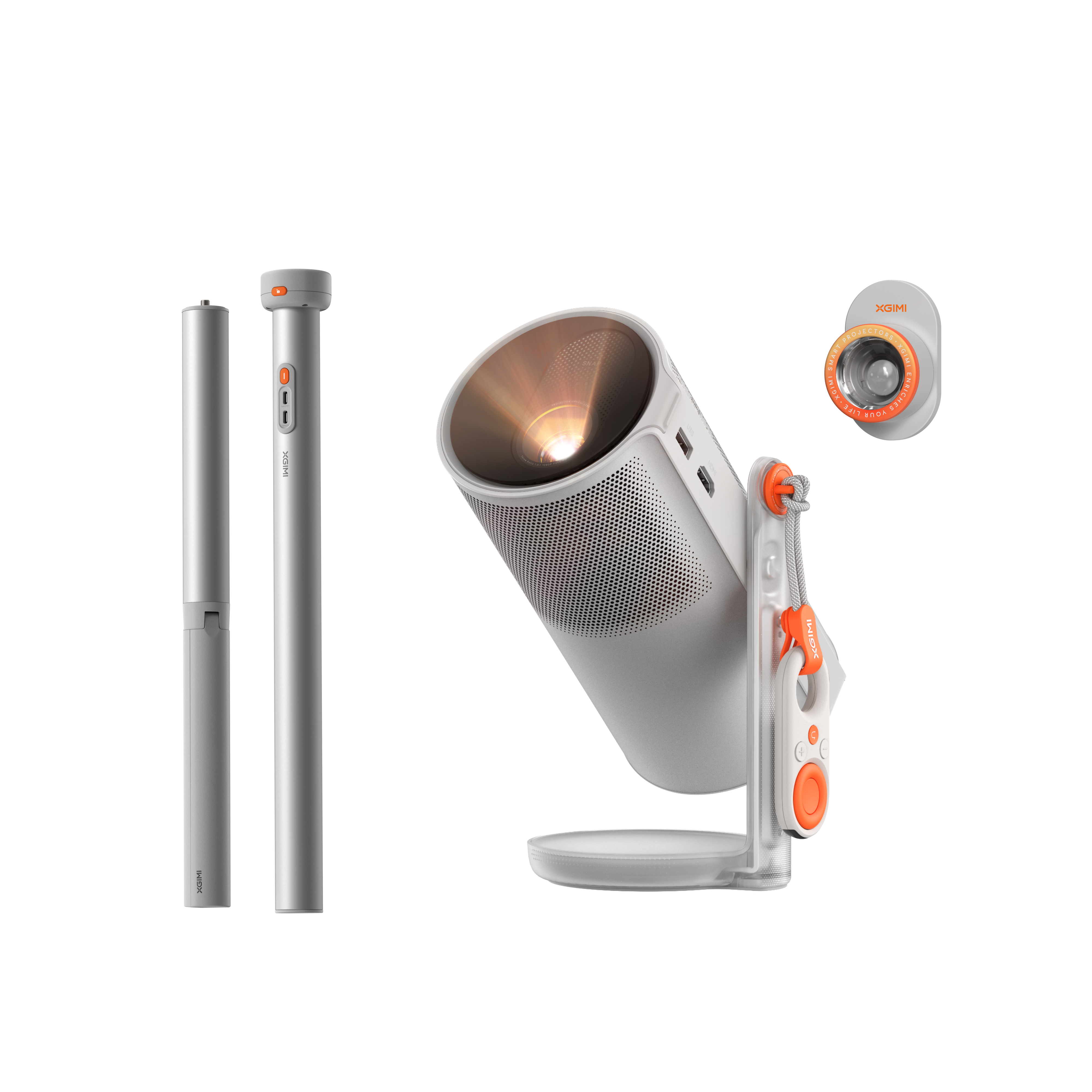 Projecteur XGIMI compact et support de sol alimenté par batterie pour des soirées cinéma durables en tout lieu